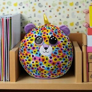 Big Colorful Leopard Unicorn Plush Stuffed Animal Pillow Toy 12in Tall